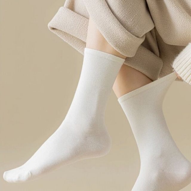 여자장목양말 촘촘한 면 양말 6개세트