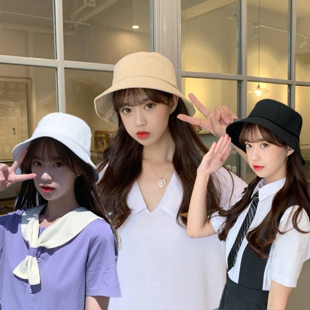 남녀공용 심플 스타일리쉬 귀여운 넓은챙 버킷햇 모자