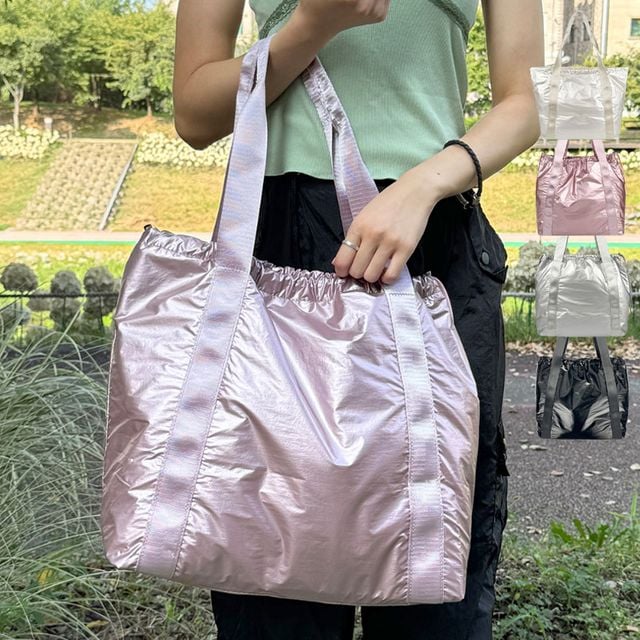 메탈릭 나일론 경량 스트링 토트백 데일리 여성