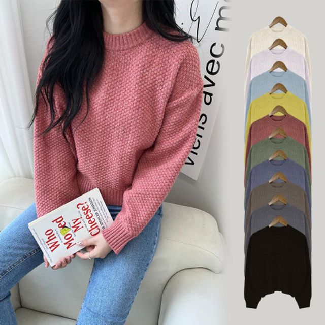 스웨터 빅사이즈라운드넥 봄 베이직 코디 오피스룩