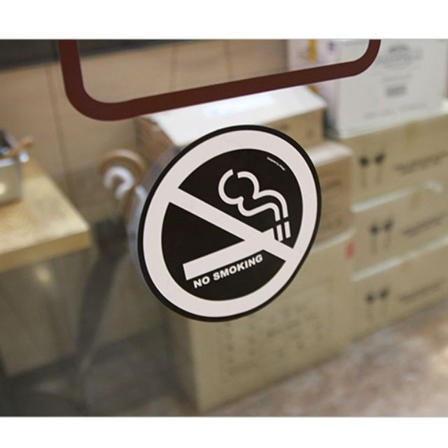 표지판 안내판 NO SMOKING 흰색 지름138 A0021