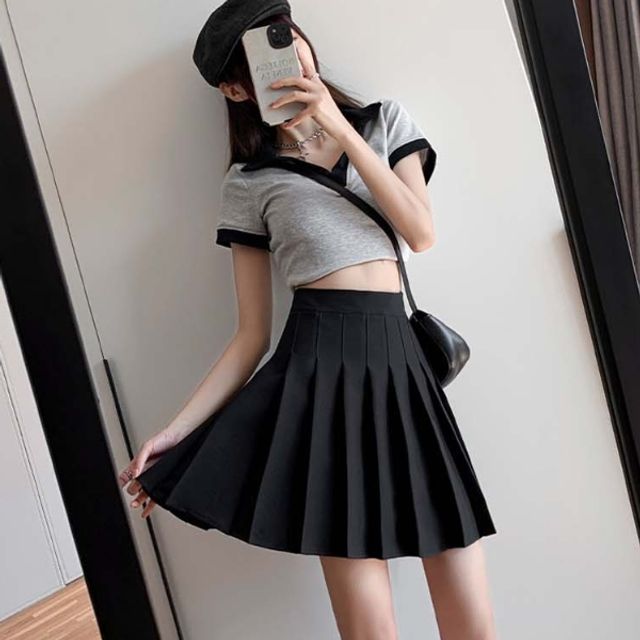 발랄한 여성 A라인 미니 주름 스커트 치마 데일리룩