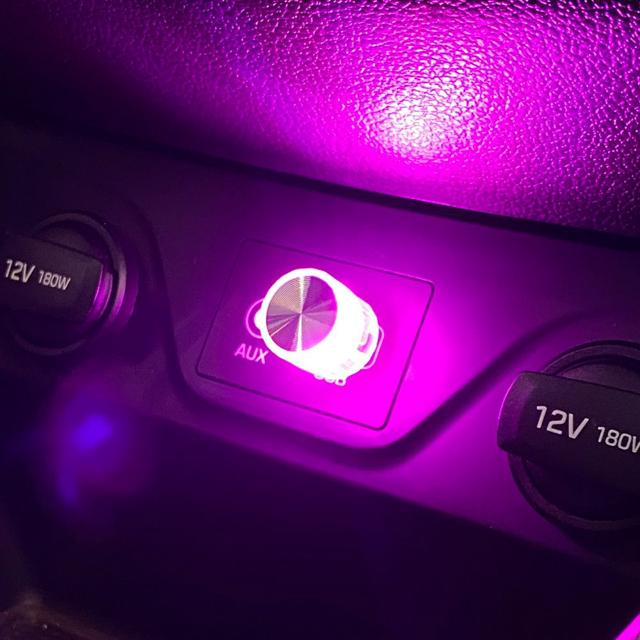 자동차 차량용 LED 미니 USB 무드등 풋등 퍼플핑크