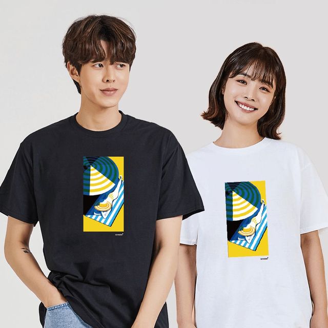 키밍 맨투맨 후드티 옐로우 태닝 휴가 여행룩