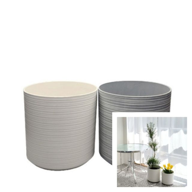 고강도 플라스틱 화분 가로줄무늬 실린더 특대 35x35cm 가벼운화분 고급화분 집화분 거실화분