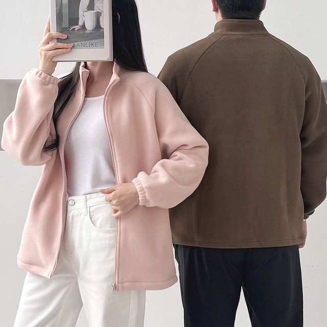 공용 양면플리스 집업자켓 데일리 겨울 꾸안꾸 커플룩