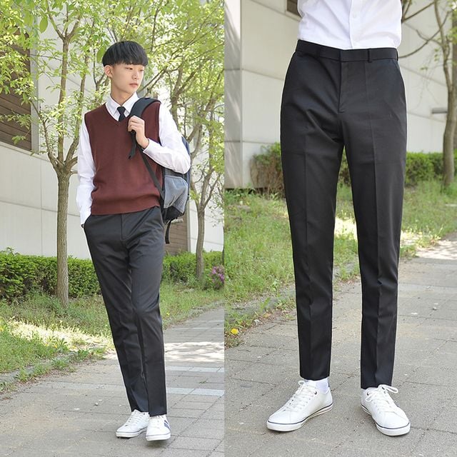 (빅사이즈) 스판 블랙 교복바지 남자 -6XL