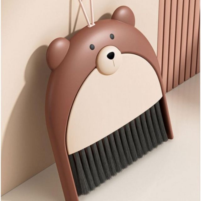 곰 캐릭터 미니 청소 빗자루 쓰레받기 책상용