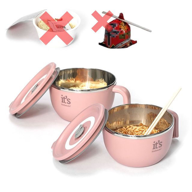 키친아트 이중구조 밀폐스텐 라면기 2P 컵라면 뽀글이