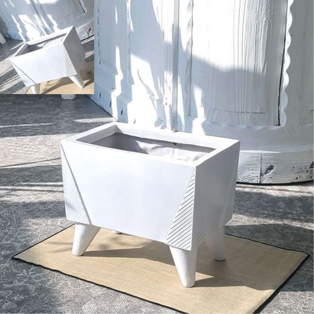 화분 스퀘어 직사각삼발다리 27x18x23cm 사각화분 다리화분 화이트화분 식물화분