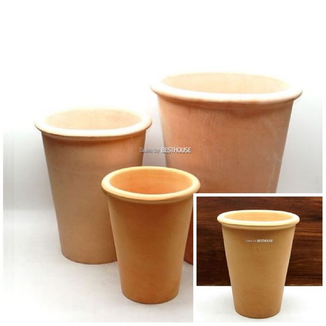 베트남 토분 꼬깔 살구색 D13+13x16cm 인테리어화분 실내화분 카페화분 토기화분