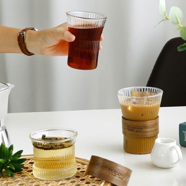 유리컵 글라스 맥주잔 우드홀더 내열유리컵 소 175ml