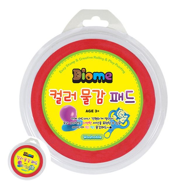 유치원교구 모양찍기 레드 디오메 컬러 물감 패드