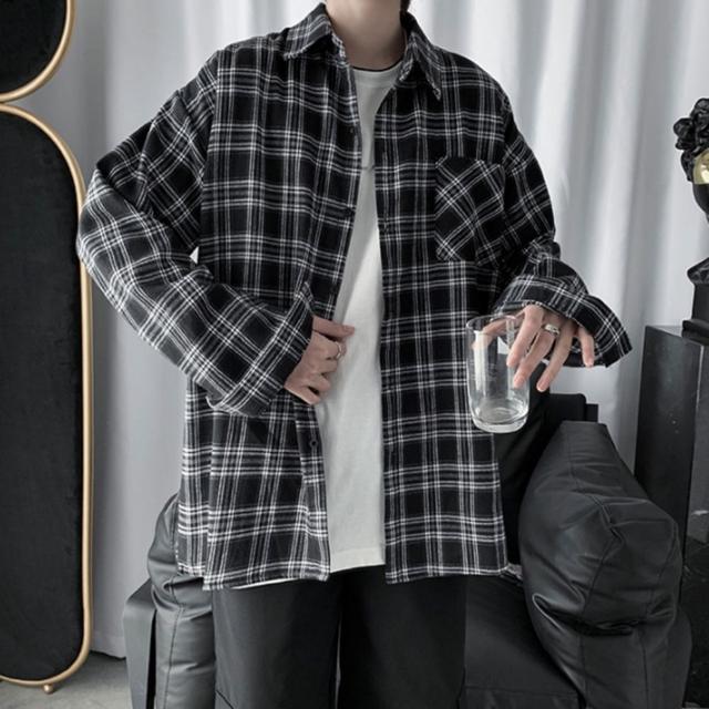 체크남방 가을 남자 남성 봄 체크셔츠 셔츠 오버핏