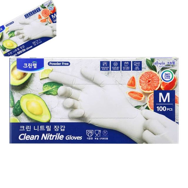크린 장갑 100개입 M 니트릴라텍스장갑 주방고무장갑 위생고무장갑 수술용장갑