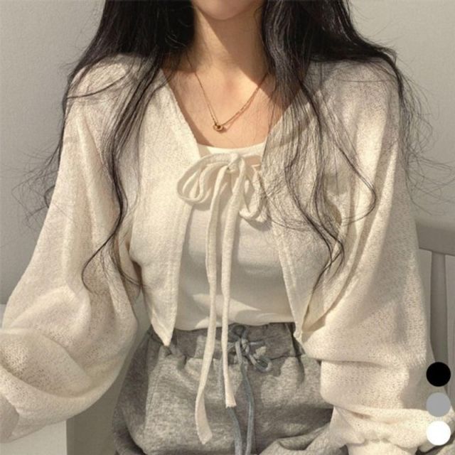 패션스타일 스트링 볼레로 가디건 가을 여성 크롭