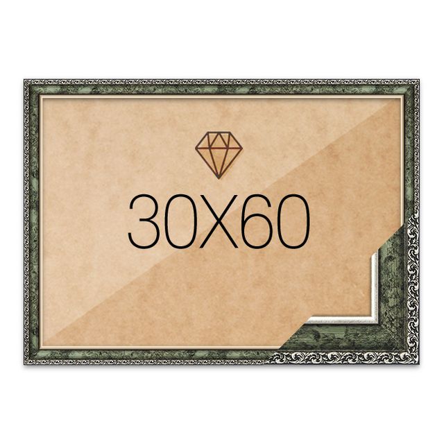 보석십자수액자 30x60 고급형 슬림 앤틱그린