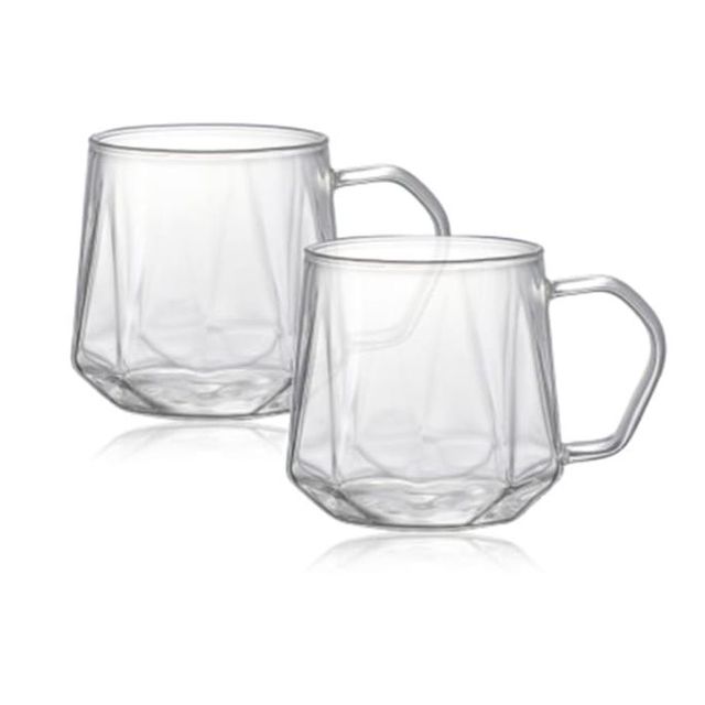 내열유리 머그컵 물컵 음료컵 투명 머그잔 커피잔 400ml 2p