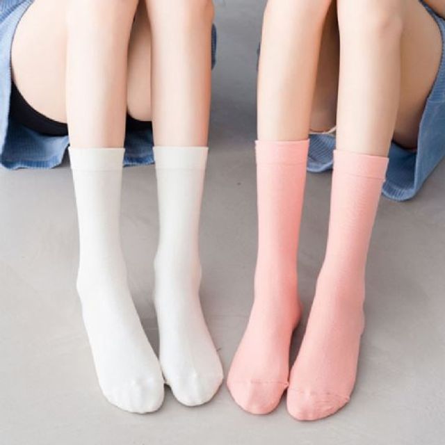파스텔여성장목 10켤레세트 무지 면 양말