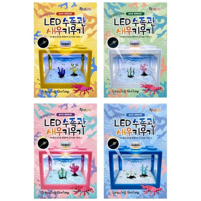LED 수족관 새우키우기 랜덤 판촉물 관찰학습 블럭어항 LED어항 새우키우기 물멍 단체선물 바다새우