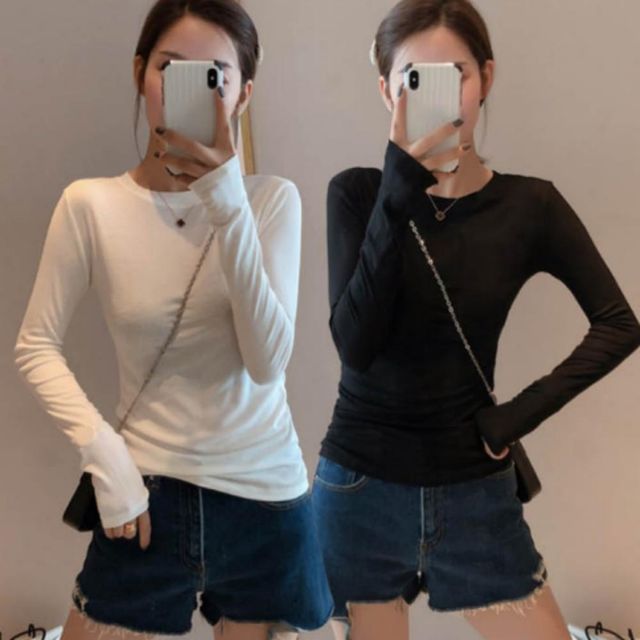 여성 긴팔 롱슬리브 이너 베이직 슬림핏 쭉티 티셔츠