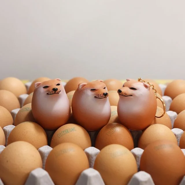 시바견 계란 시바 달걀 시바이누 키링 피규어 3종