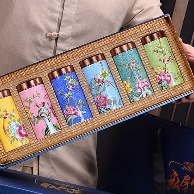 도자기수납함 욕실수납함 에나멜 도자기 소품보관함 6p세트 5x10.5cm