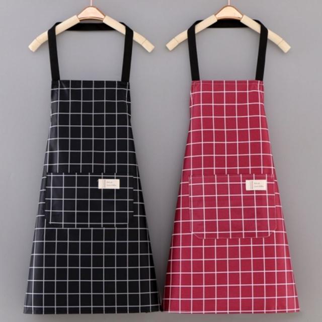 주방 예쁜 앞치마 방수 체크무늬