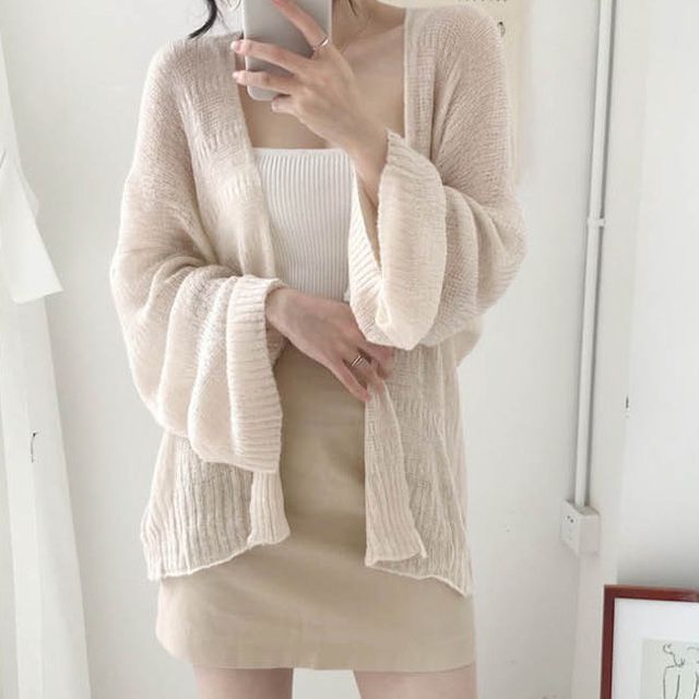 여성 루즈핏 그물 펀칭 가디건 1P 여름 바캉스 휴양지