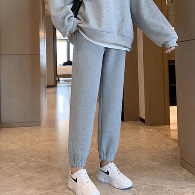 와플 밴딩 배기 바지 1P 간절기 데일리 심플 팬츠