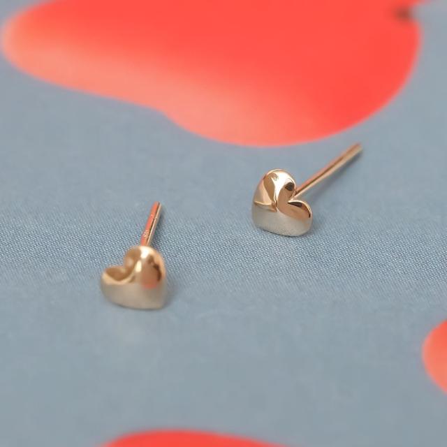 14K GOLD 골드 하트 일자침 데일리 기본 금 귀걸이