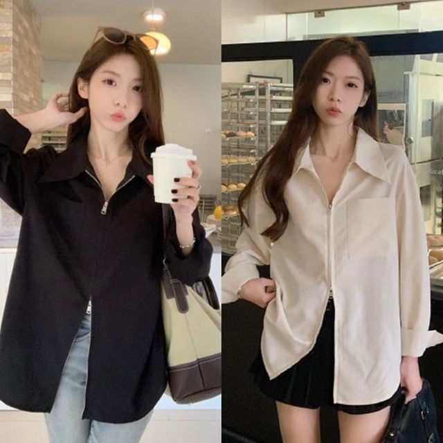 집업 루즈핏 겨울 여자블라우스 여성블라우스 레이스