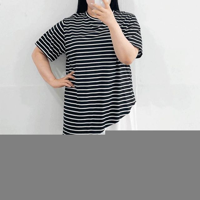 단가라 롤린 셔링 원피스 캐릭터 루즈핏 데일리