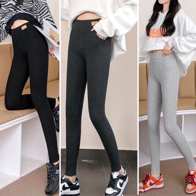 여성 쫀쫀 스판 포켓 레깅스 (F~L) 블랙 차콜 그레이