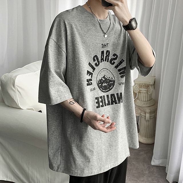 데일리 오버핏 프린팅 반팔 티셔츠