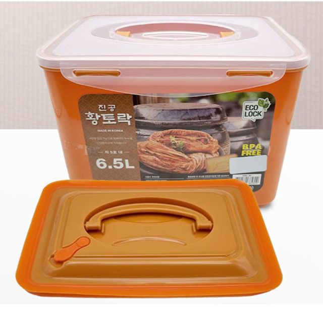 황토락 김치통 밀폐 용기 6.5L - 누름판 포함 반찬통