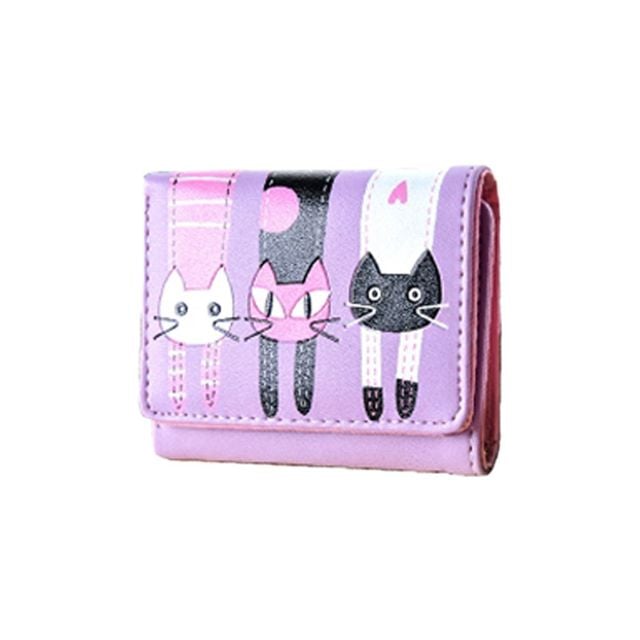 초등반지갑 여학생 PU 11.9cm 3단 패션반지갑 퍼플