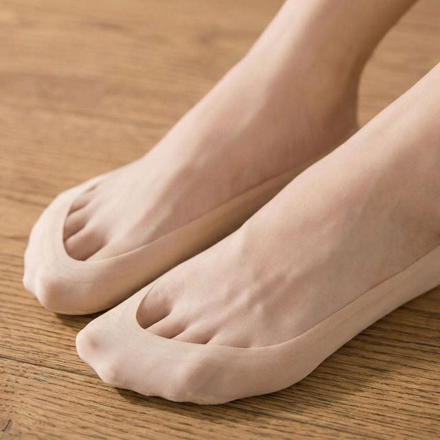 여성용 아이스 실크 보트 양말 덧신 페이크 삭스