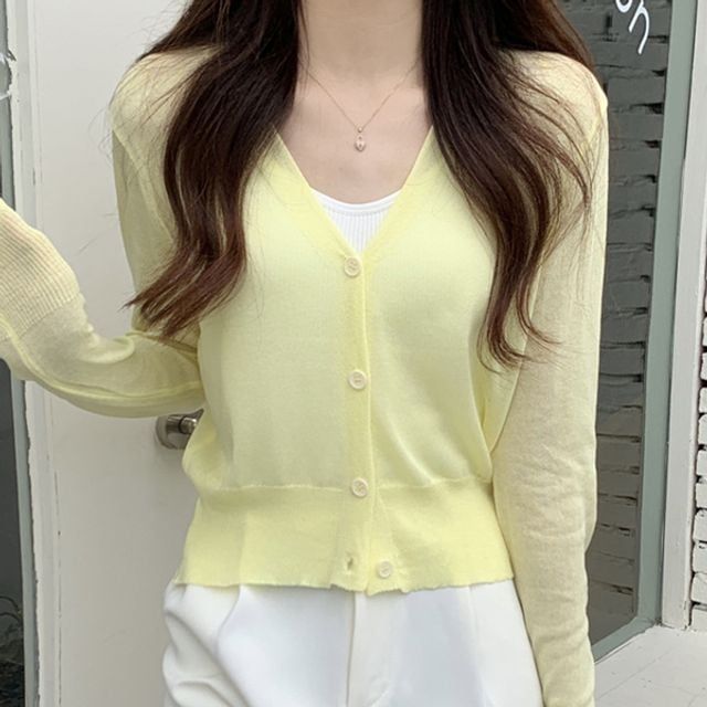 여성 브이넥가디건 데일리 베이직 5컬러 톤 가디건