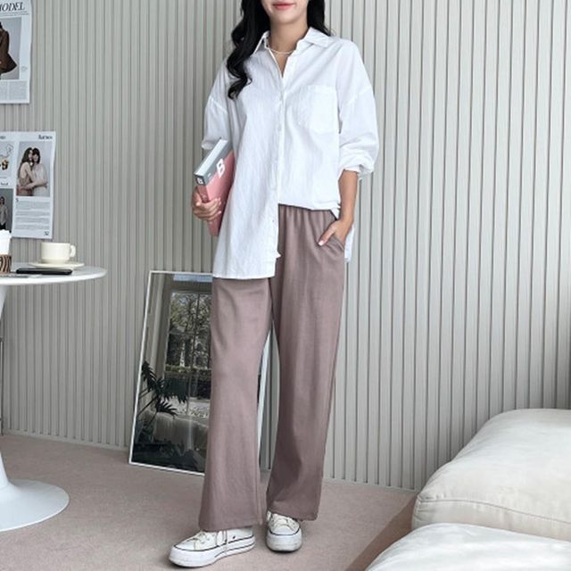 여성바지 긴바지 일자 배기바지 세미 면바지 신상 면