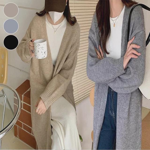 여성 코트 스타일 롱 가디건 로브 겨울 노버튼 아우터