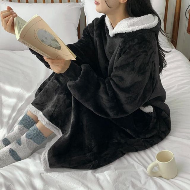 입는 대형 롱 후드 담요 집순이 블랭킷 2color