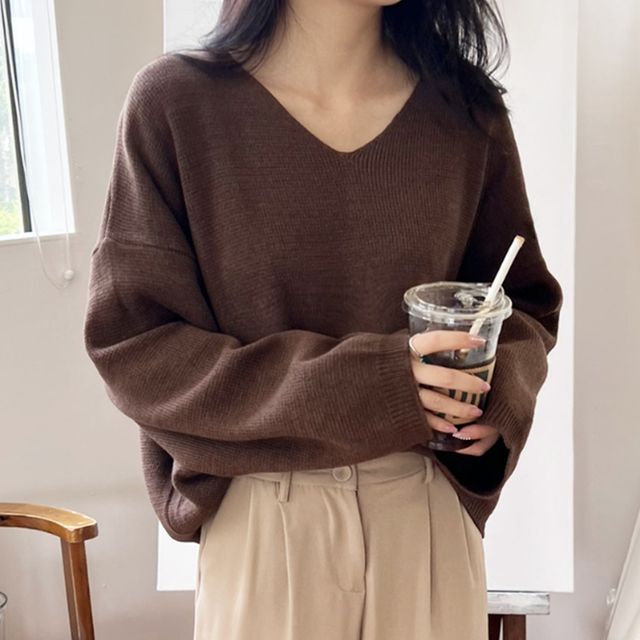 여자 박시한 니트 긴팔 파인