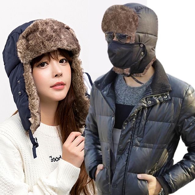 남여공용 2색 안감 퍼 마스크탈부착 방한모자 ST-4902