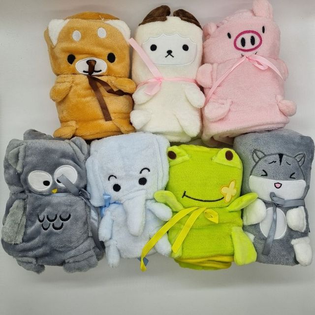 무릎담요 동물 귀여운 캐릭터 극세사 담요 휴대용