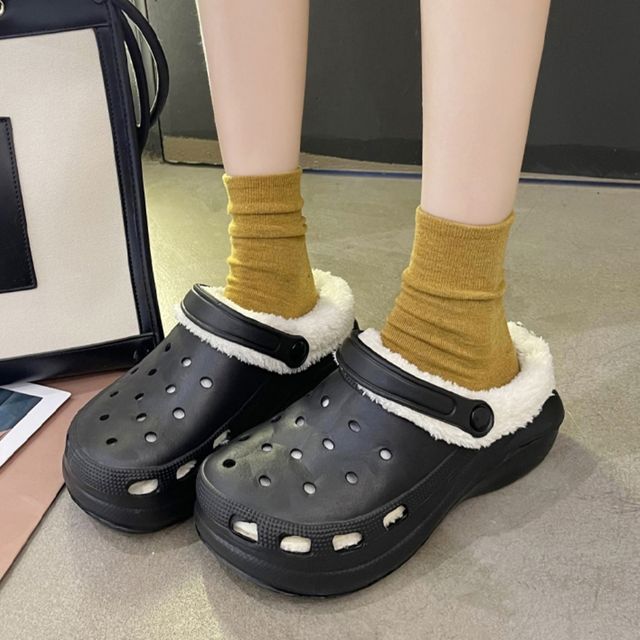 겨울 방한용 여성 탈부착 내피 펀칭 슬리퍼