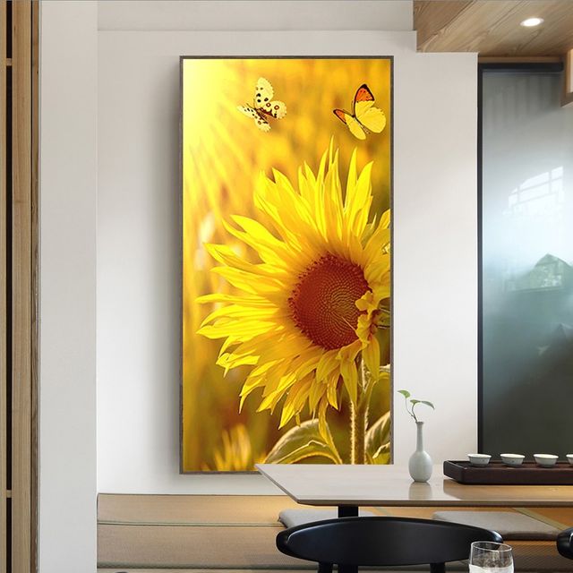 나비 해바라기 DIY 보석십자수 70x120