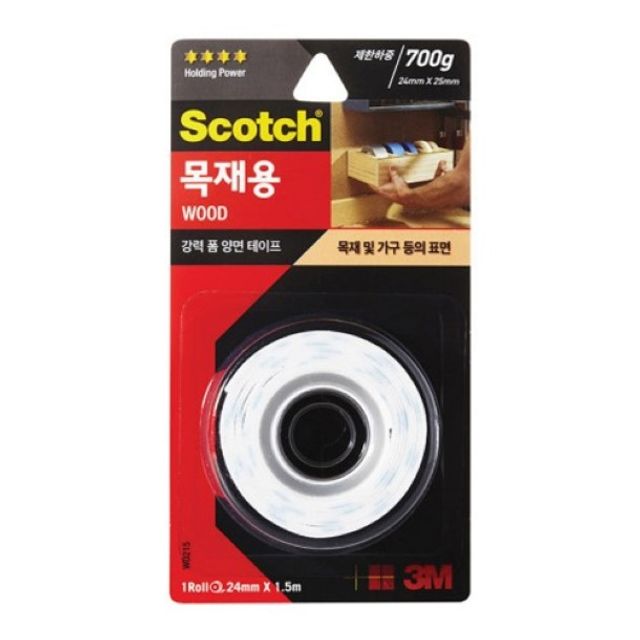 3M 스카치 강력 폼 양면 테이프 WD215 목재용