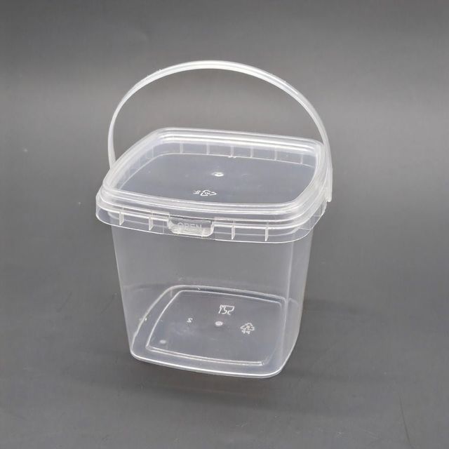 투명 사각 손잡이 통 구디백 용기 300ml
