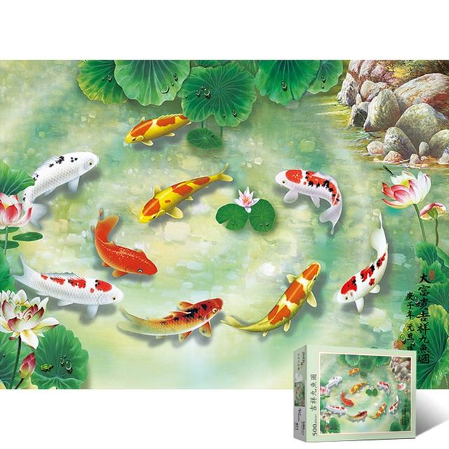 직소퍼즐 금붕어 연꽃 그림 명화 취미 풍경 그림퍼즐 라이프 금빛